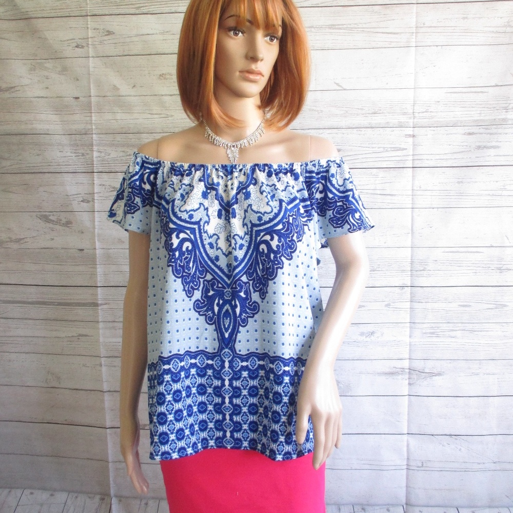 NWT -CHA CHA VENTE on/off shoulder top- sz PL -$58